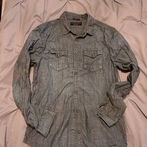 All Saints Imako LS Long Sleeve Shirt Pearl Snap